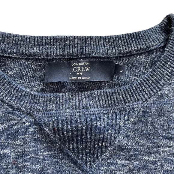 J.Crew Navy Heathered Cotton Crew Neck Sweater L - Picture 3 of 3